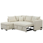 L-shaped Sectional Pull Out Sofa Bed Sleeper Sofa with Two USB Ports, Two Power Sockets