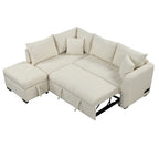 L-shaped Sectional Pull Out Sofa Bed Sleeper Sofa with Two USB Ports, Two Power Sockets
