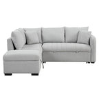 L-shaped Sectional Pull Out Sofa Bed Sleeper Sofa with Two USB Ports, Two Power Sockets