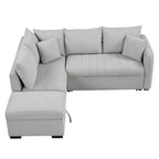 L-shaped Sectional Pull Out Sofa Bed Sleeper Sofa with Two USB Ports, Two Power Sockets