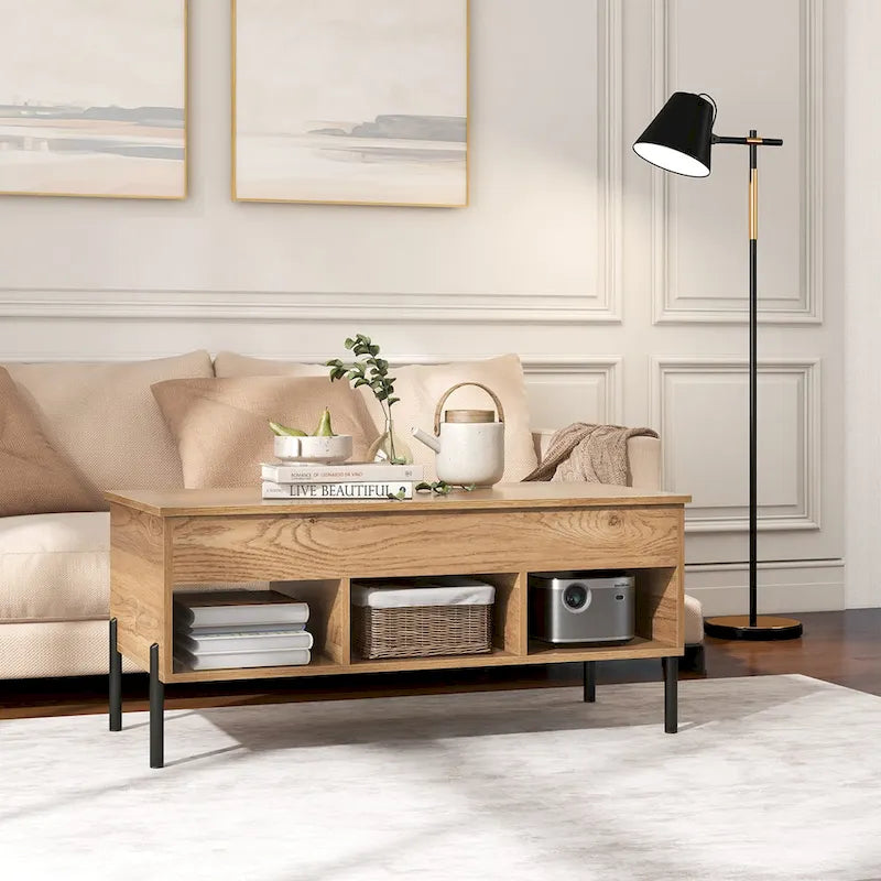 Lift Top Coffee Table with Storage Compartment & 3 Open See Details