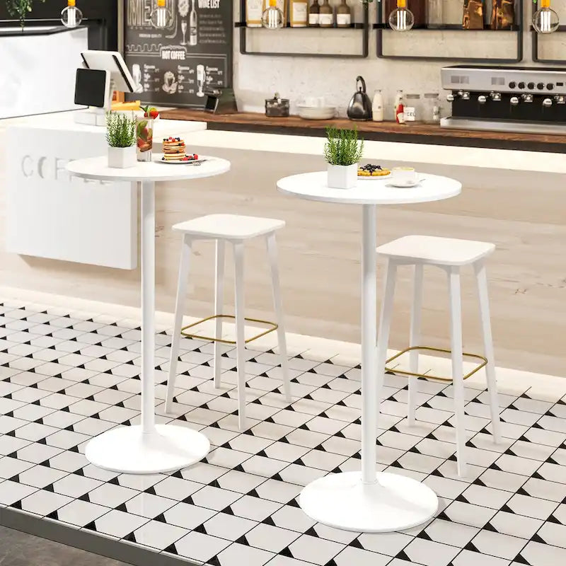 Round Bar Table w/ Adjustable Height & Metal Base Modern Style