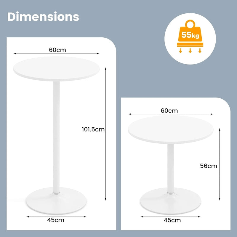 Round Bar Table w/ Adjustable Height & Metal Base Modern Style