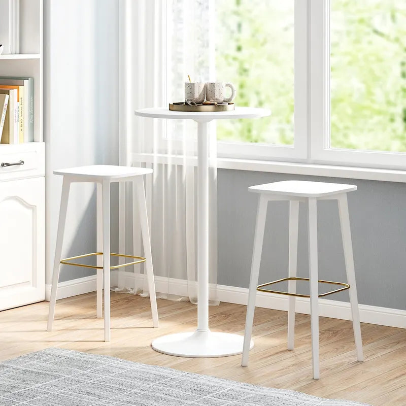 Round Bar Table w/ Adjustable Height & Metal Base Modern Style