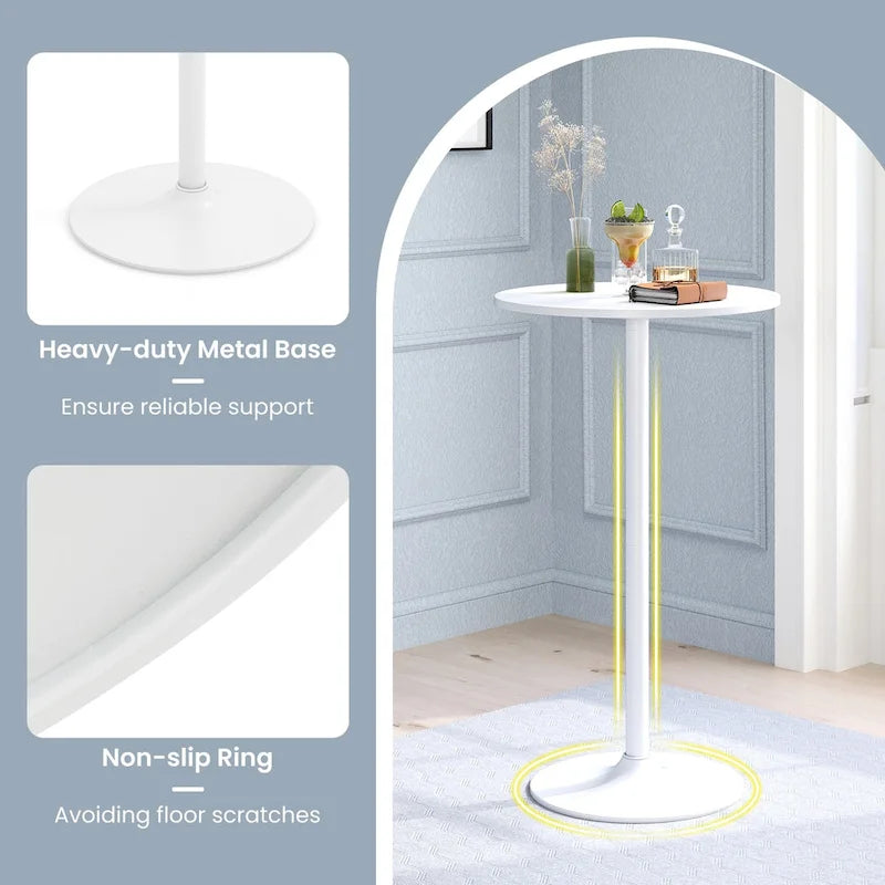 Round Bar Table w/ Adjustable Height & Metal Base Modern Style
