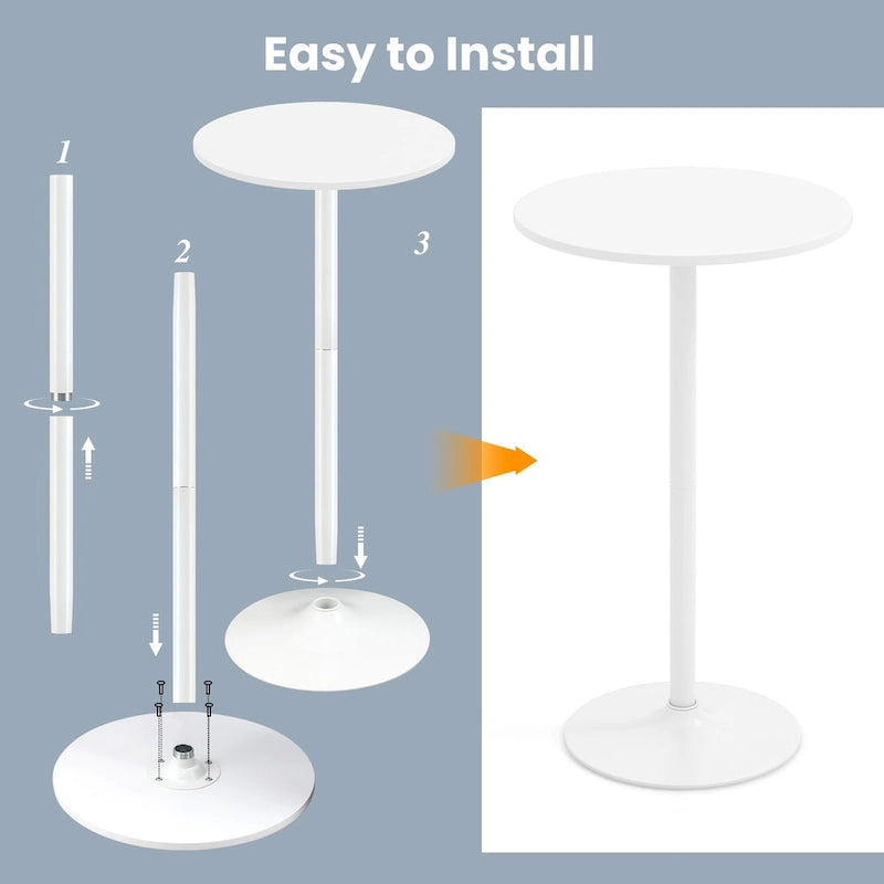 Round Bar Table w/ Adjustable Height & Metal Base Modern Style