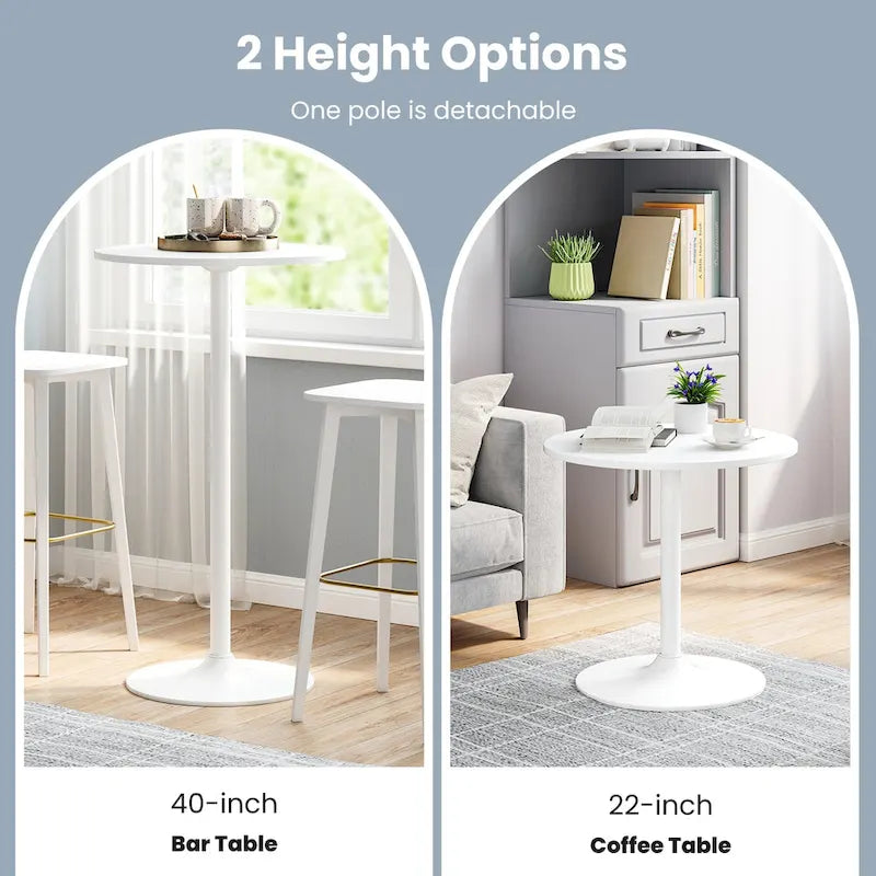Round Bar Table w/ Adjustable Height & Metal Base Modern Style