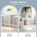 Round Bar Table w/ Adjustable Height & Metal Base Modern Style
