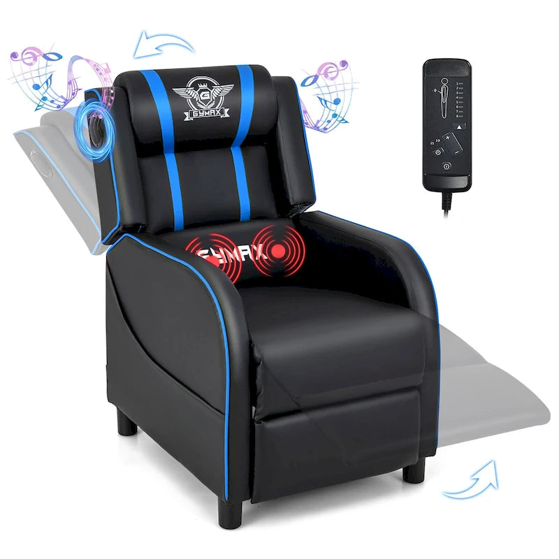 Massage Gaming Recliner Chair PU Leather Single Recliner Sofa
