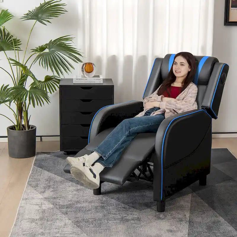 Massage Gaming Recliner Chair PU Leather Single Recliner Sofa
