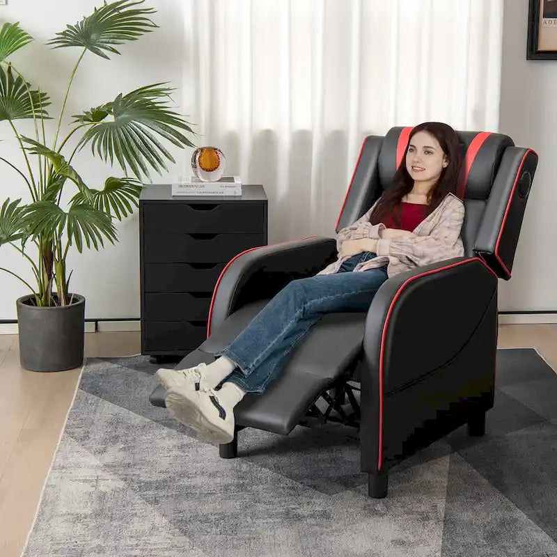 Massage Gaming Recliner Chair PU Leather Single Recliner Sofa