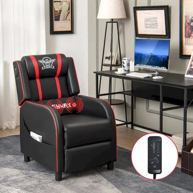 Massage Gaming Recliner Chair PU Leather Single Recliner Sofa