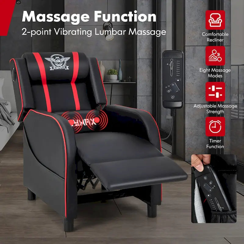Massage Gaming Recliner Chair PU Leather Single Recliner Sofa