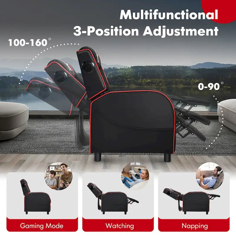 Massage Gaming Recliner Chair PU Leather Single Recliner Sofa