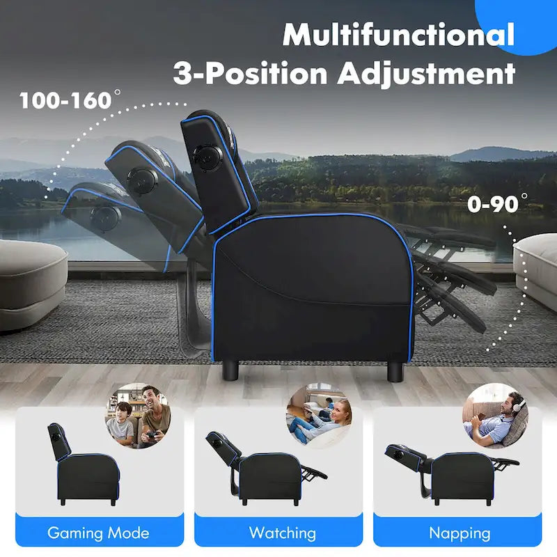 Massage Gaming Recliner Chair PU Leather Single Recliner Sofa