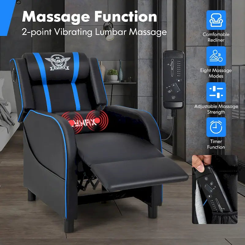 Massage Gaming Recliner Chair PU Leather Single Recliner Sofa