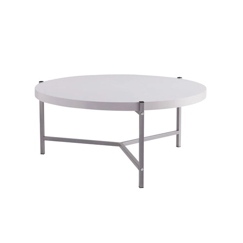 36.5 Modern Round Coffee Table with Wooden Top and Sleek Stainless-Steel Base for Living Room 36.5L x 36.5W x 16.5H