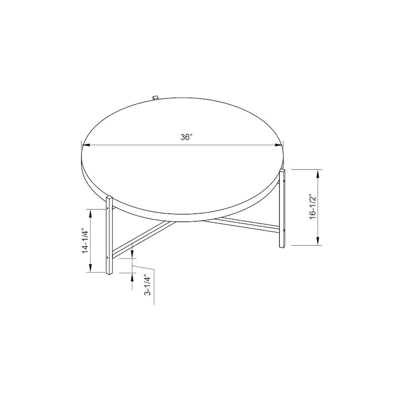 36.5 Modern Round Coffee Table with Wooden Top and Sleek Stainless-Steel Base for Living Room 36.5L x 36.5W x 16.5H