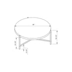 36.5 Modern Round Coffee Table with Wooden Top and Sleek Stainless-Steel Base for Living Room 36.5L x 36.5W x 16.5H