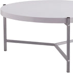 36.5 Modern Round Coffee Table with Wooden Top and Sleek Stainless-Steel Base for Living Room 36.5L x 36.5W x 16.5H