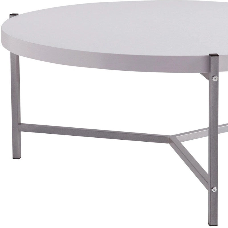 36.5 Modern Round Coffee Table with Wooden Top and Sleek Stainless-Steel Base for Living Room 36.5L x 36.5W x 16.5H