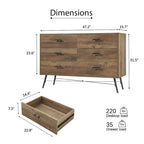 Rustic Style 47.24 Dresser TV Stand with 6 Deep Storage Drawers for Living Room