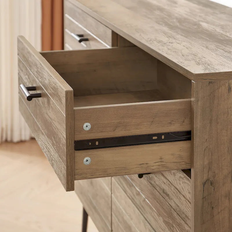 Rustic Style 47.24 Dresser TV Stand with 6 Deep Storage Drawers for Living Room