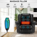 Brown Manual Leather Massage Recliner with 8-Point Vibration, Lumbar Heating, and Multi-Reclining Options