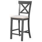 Vintage 6-Piece Counter Height Wooden Dining Table Set with 4 Chairs