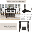 Vintage 6-Piece Counter Height Wooden Dining Table Set with 4 Chairs