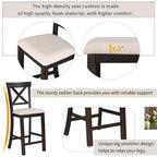Vintage 6-Piece Counter Height Wooden Dining Table Set with 4 Chairs