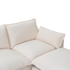 93.31 Faux Linen Modular Sectional Sofa with Ottoman, Wood Frame