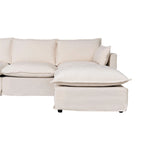 93.31 Faux Linen Modular Sectional Sofa with Ottoman, Wood Frame