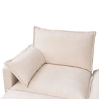93.31 Faux Linen Modular Sectional Sofa with Ottoman, Wood Frame