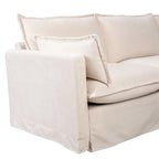 93.31 Faux Linen Modular Sectional Sofa with Ottoman, Wood Frame