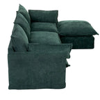 93.31 Faux Linen Modular Sectional Sofa with Ottoman, Wood Frame