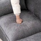 93.31 Faux Linen Modular Sectional Sofa with Ottoman, Wood Frame