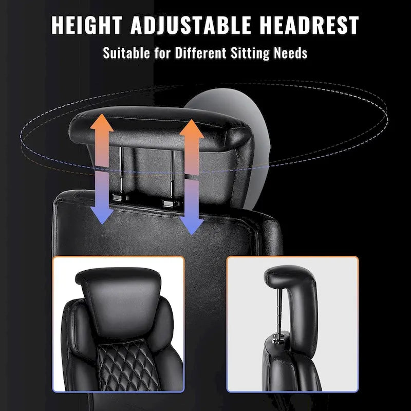 Lift-Headrest Big and Tall Office Chair 500lb Heavy-Duty Leather with Retractable Footrest & Lumbar Support