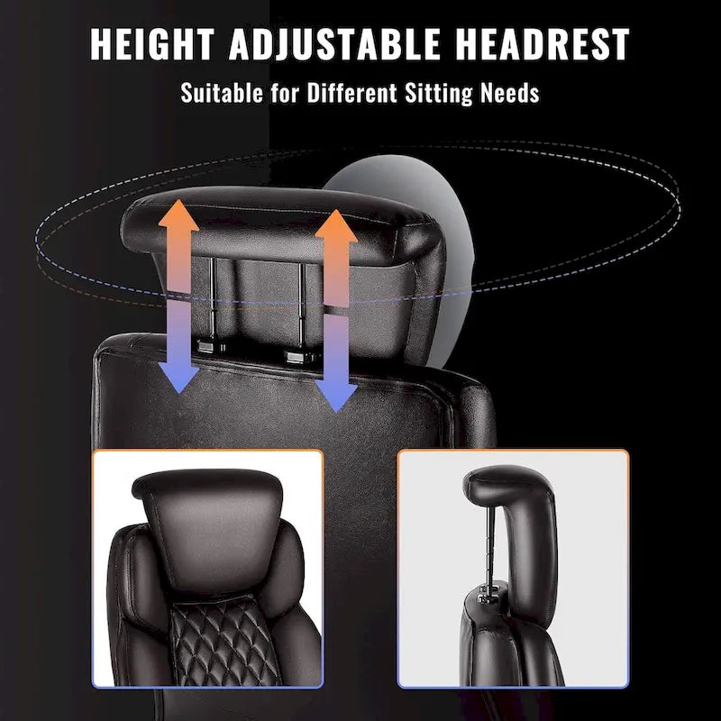 Lift-Headrest Big and Tall Office Chair 500lb Heavy-Duty Leather with Retractable Footrest & Lumbar Support