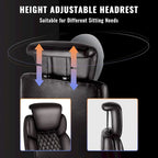 Lift-Headrest Big and Tall Office Chair 500lb Heavy-Duty Leather with Retractable Footrest & Lumbar Support