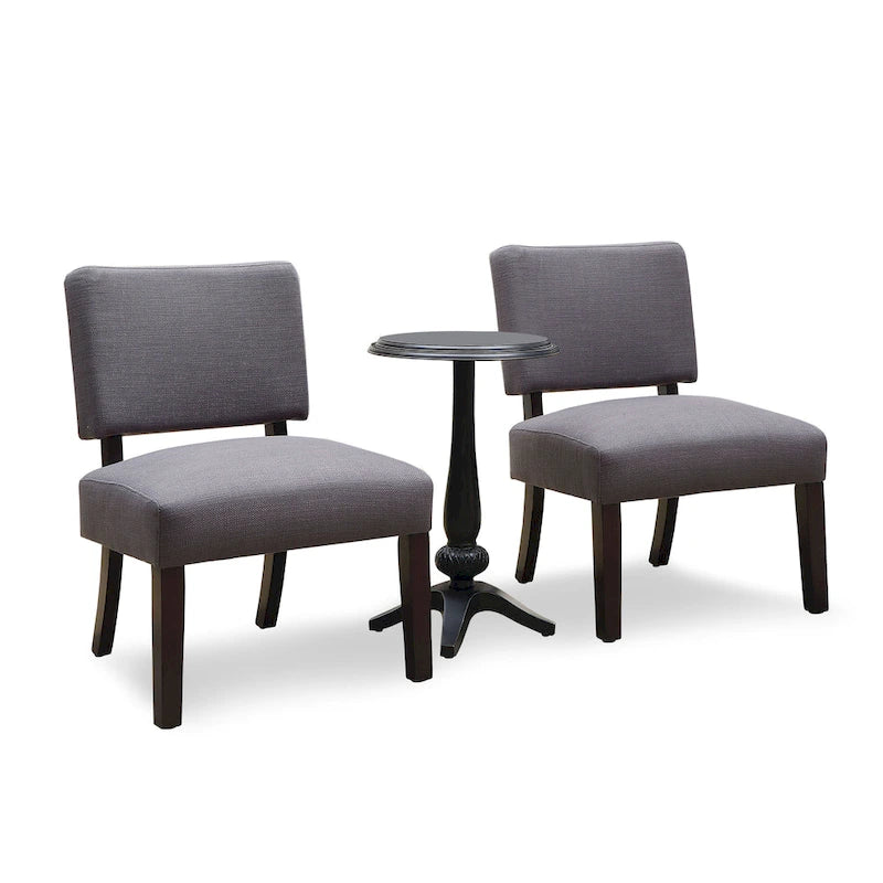 Transitional Grey Wood 3-piece Table with Chair Set