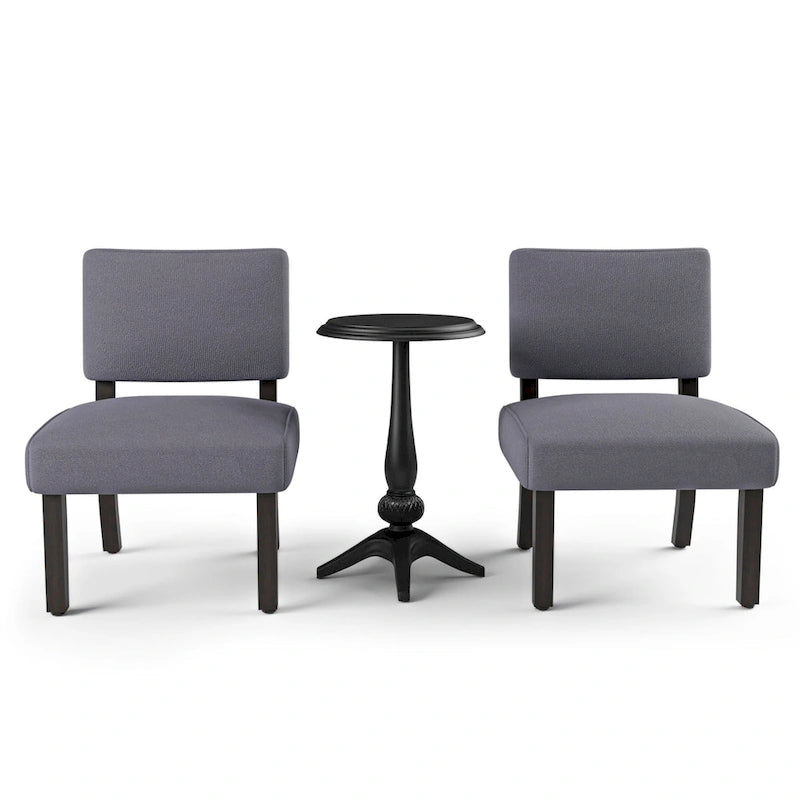 Transitional Grey Wood 3-piece Table with Chair Set