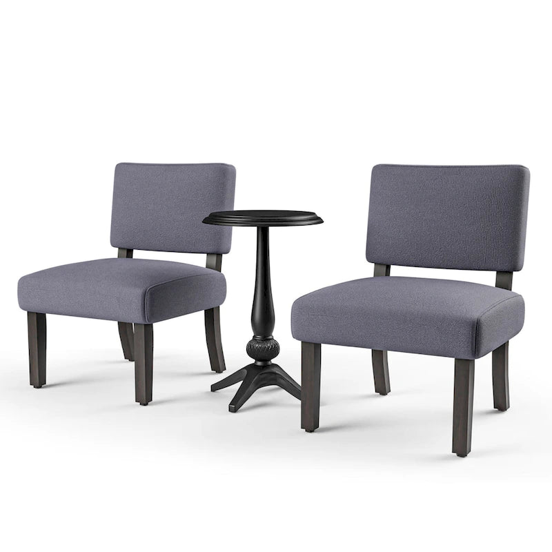 Transitional Grey Wood 3-piece Table with Chair Set