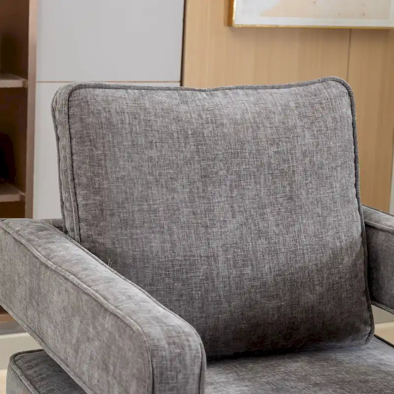 Modern Upholstered Swivel Open-Back Barrel Chair With Pillow