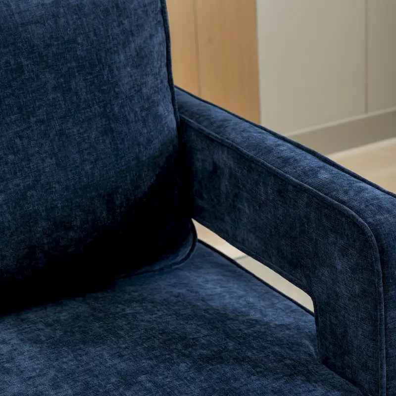 Modern Upholstered Swivel Open-Back Barrel Chair With Pillow