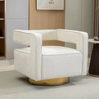 Modern Upholstered Swivel Open-Back Barrel Chair With Pillow