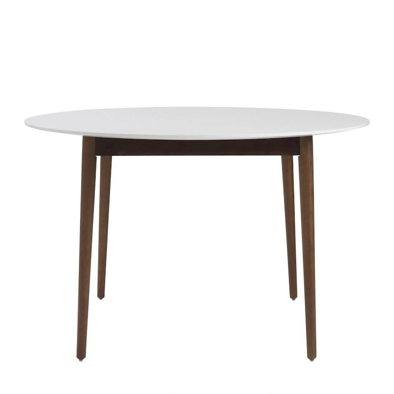 White and Brown Rounded Dining Table
