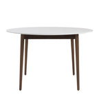 White and Brown Rounded Dining Table