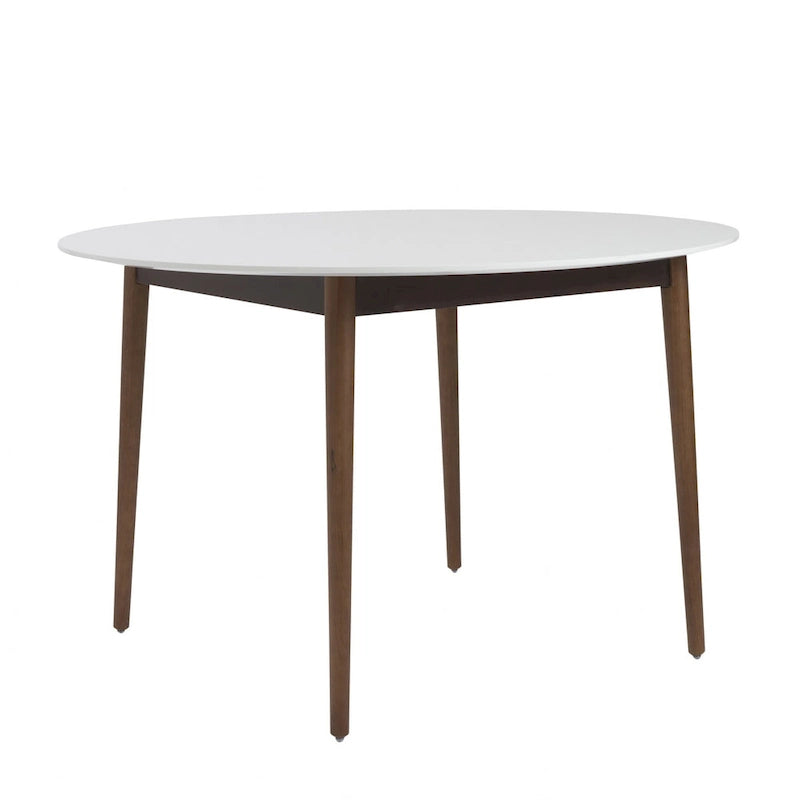 White and Brown Rounded Dining Table