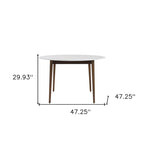 White and Brown Rounded Dining Table